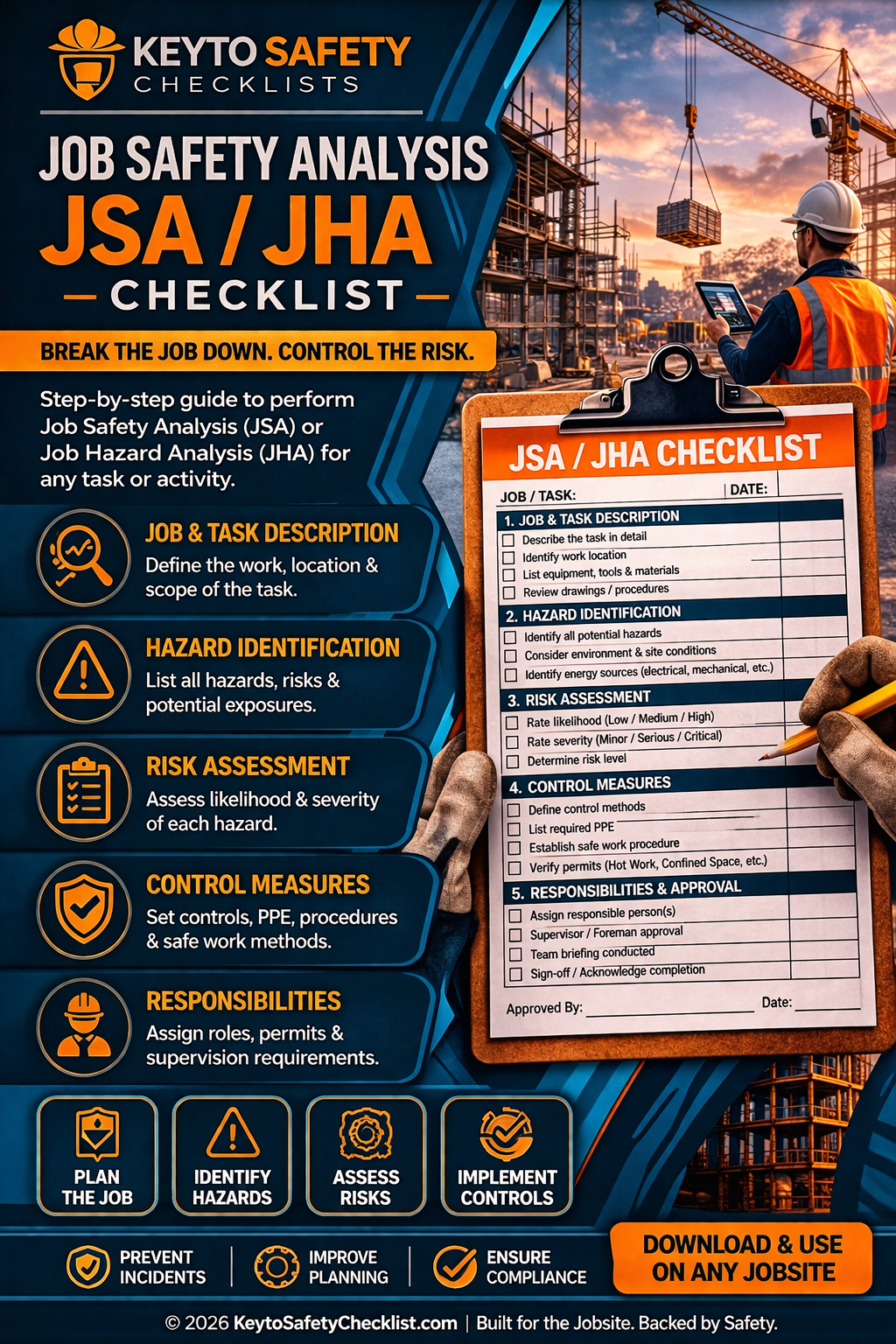 Job Safety Analysis (JSA / JHA) Checklist